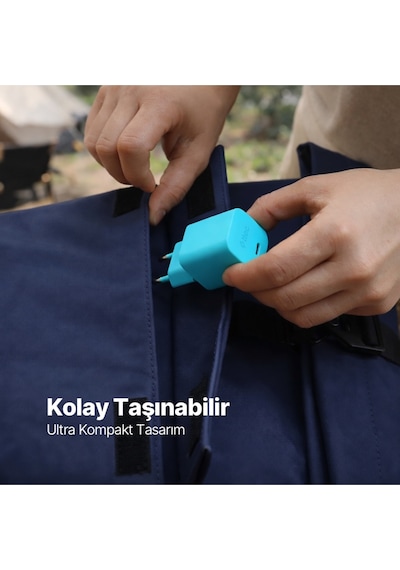 Ttec Smartcharger Gan 45W Avs PD Seyahat Hızlı Şarj Aleti + USB-C - USB-C 3A 120 CM Kablo Neon Mavi