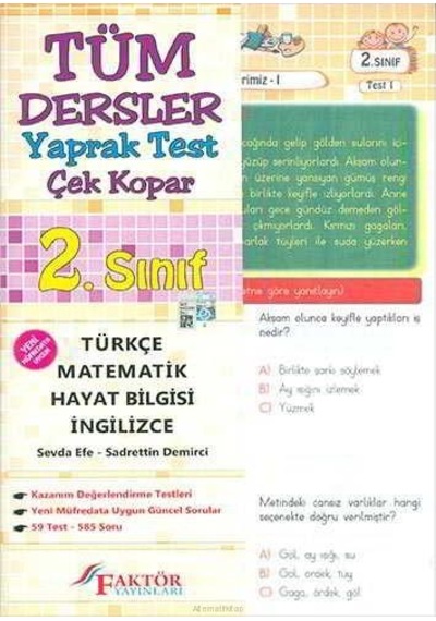 2.Sınıf Tüm Dersler Yaprak Test - Faktör Yayınları