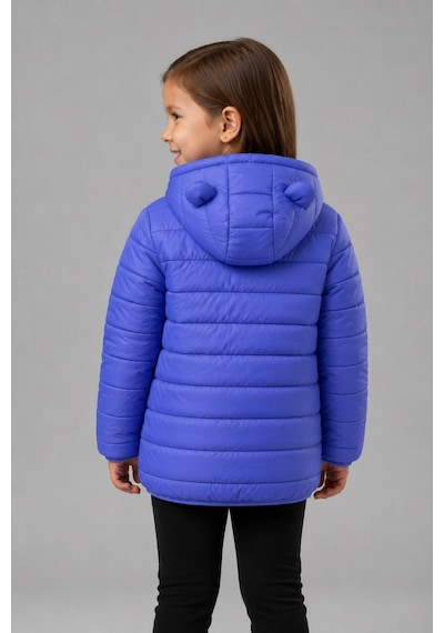 Mnk Baby & Kids Kız Çocuk Kapüşonlu İçi Polarlı Fermuarlı Şişme Mont M00859 Lila