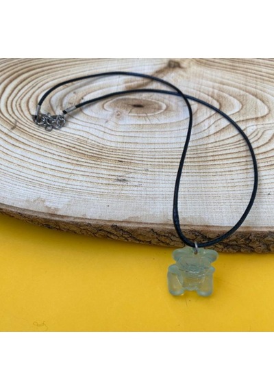 Mavi Ayıcık Kolye Unisex Suni Deri İpli Kolye PYTKKOLYE175 Yeşil