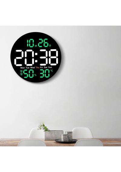 Homyl Led Duvar Saati, Dijital Saat, Çocuklar Yetişkinler Yeşil