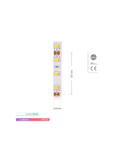 ACK Şerit LED 60 Led'li 6500K Beyaz Işık 7W 5 Metre AS01-008