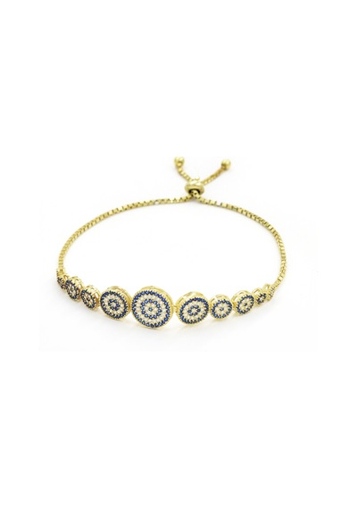 Brezza Lusso Jewelry Altın Kaplama Nazar Boncuklu Asansör Kilitli Kadın Gümüş Bileklik