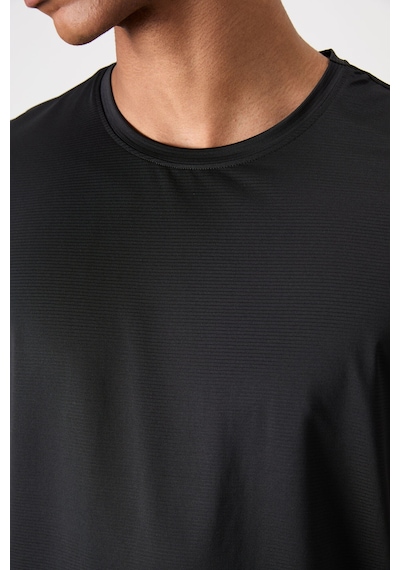 Tommy Life Siyah Polyester Nefes Alan Dokulu İnce Esnek Standart Fit Erkek Performans T-shirt - 88383 Siyah
