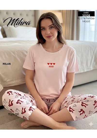 Miressa Kaprili Pijama Takımı Kadın Açık Pembe