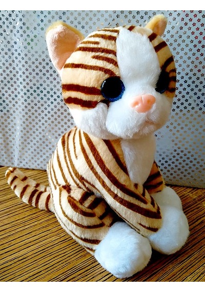 Sevimli Peluş Kedi Oyuncak Kahverengi Sarı 28 CM