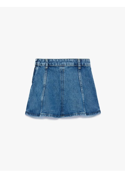 Koton Pamuklu A Kesim Denim İndigo Kız Çocuk Etek 6skg70007ad İndigo