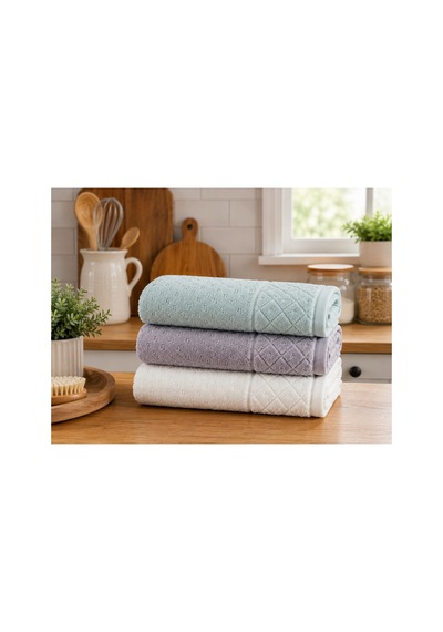 Kristal Desenli Havlu 30x50 Cm 3'lü Set %100 Pamuk - Softgarden Çok Renkli
