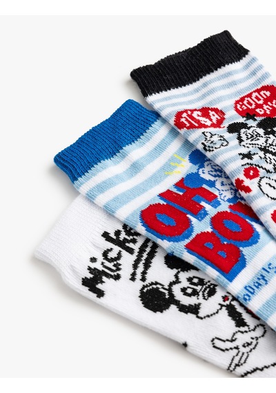 Koton 3'lü Mickey Mouse Lisanslı Çorap Seti Multıcolor 5wkb80037aa Mavi