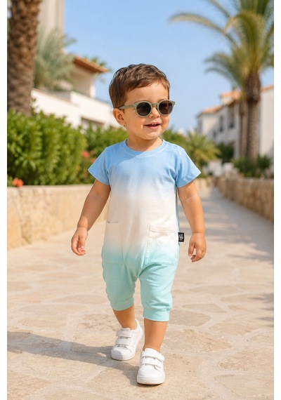 Babyhola Unisex Renkli Bebek Yazlık Mevsimlik Tulum 20321 Mavi