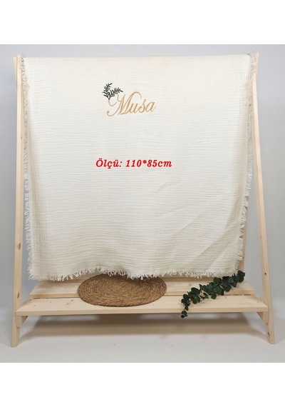 Gros Shop 4 Katlı Müslin %100 Pamuk Çok Amaçlı Bebek Battaniyesi-kişiye Özg Diğer Çok Renkli