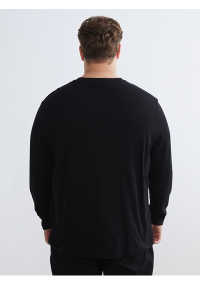 Lcwaıkıkı Classic Siyah Büyük Beden Bisiklet Yaka Erkek Sweatshirt