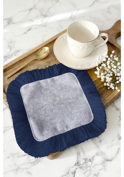 Lüks Geometrik Sanat Saçaklı Kahve Yanı Sunumluk Peçete - Modern Minimal Mavi Bardak Altlığı Mendil Grili Buz Mavisi Lüks Geometrik Sanat Saçaklı Kahve Yanı Sunumluk Peçete - Modern Minimal Mavi Bardak Altlığı Mendil Grili Buz Mavisi