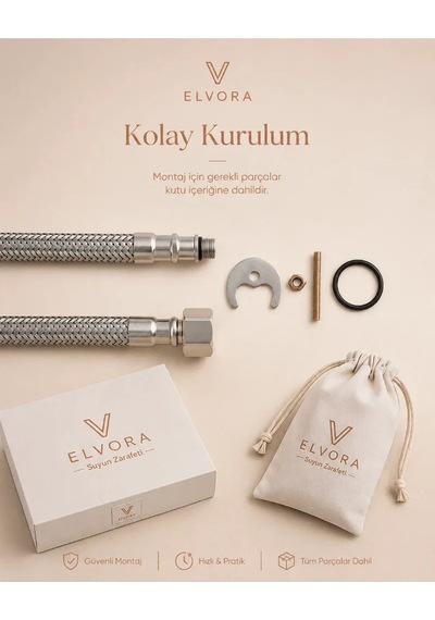 Elvora İnci Krom Lüx Mutfak Evye Bataryası Gümüş Krom