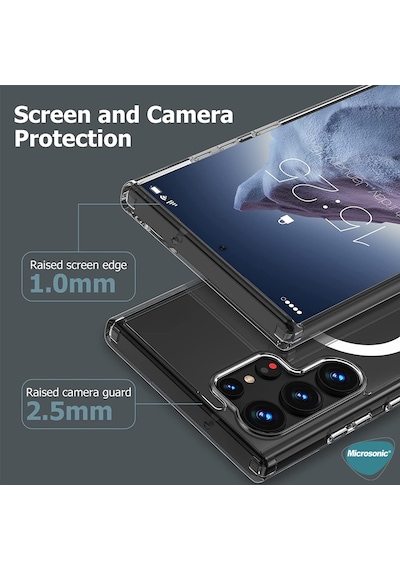 Microsonic Samsung Uyumlu Galaxy S23 Ultra Kılıf MagSafe Clear Soft Şeffaf