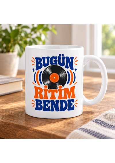 Bugün Ritim Bende Tasarımlı Porselen Kupa - Model 325 Çok Renkli