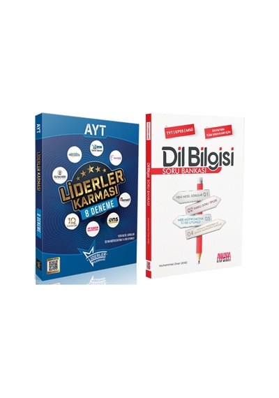 Liderler Karması Ayt 8 Deneme Seti Ve Akm Dil Bilgisi Soru Bankası Seti 2 Kitap