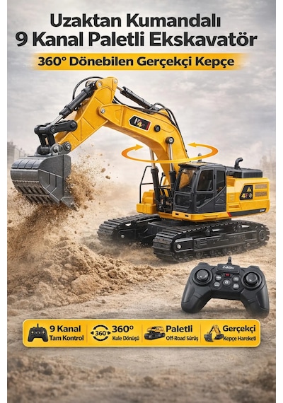 Uzaktan Kumandalı Full Fonksiyon Hareketli Excavator 2.4ghz Iş Makinesi Ekskavatör Çok Renkli