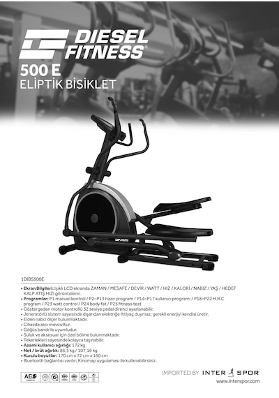 Diesel Fitness 500 E Eliptik Bisiklet Siyah