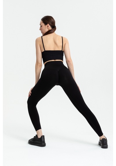 Gymhams Siyah Kalçası Büzgülü Ve Ekstra Push Up Seamless Yüksek B Siyah