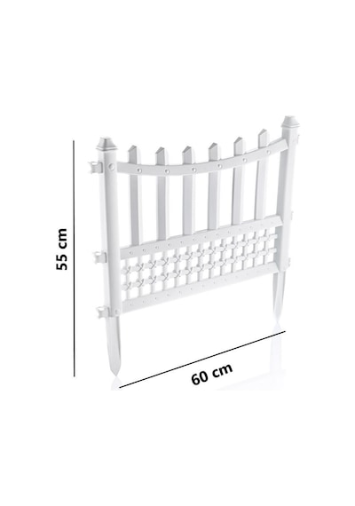 Omnipazar Sy-5998 Elite Plastik Dekoratif Bahçe Çiti 12'li Set 60x55 Cm Beyaz