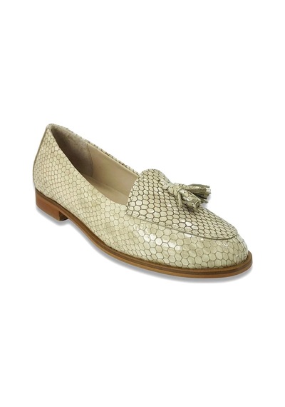 Albini A-10761 Kadın Deri Loafer Ayakkabı Krem Kroko Rugan Krem