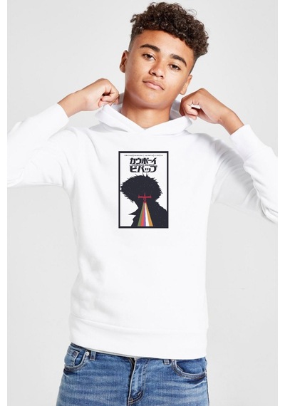 Tshirthane See You In Space Cowboys Minimalist Anime Poster Beyaz Çocuk 3ip Kapşonlu Sweatshirt 001 Beyaz