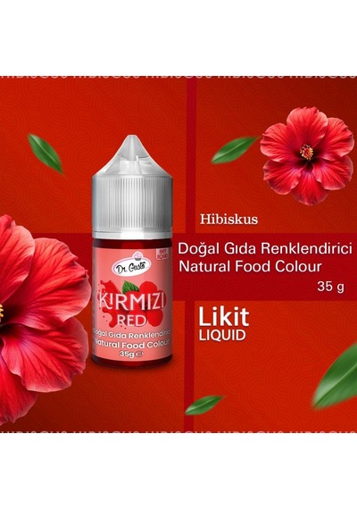 Likit Kırmızı Doğal Gıda Boyası 35 G Bitkisel Kaynaklı, Pasta Ve Tatlılar İçin Katkısız Sıvı Renk Boyası