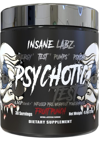 Insane Labz Psychotic Test, High Stim Testosterone Energy & Pump Boosting Pre-workout Powder Karışık