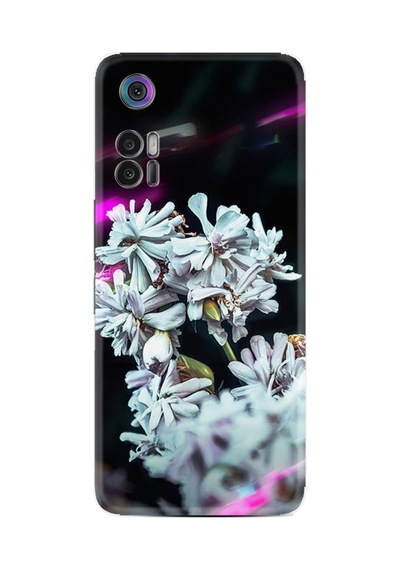 Tcl 30+ Plus Kılıf T676k Kılıf Resimli Desenli Silikon Platinium Series Beyaz Çiçekler 1888