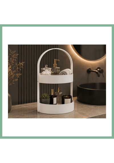 Bşkvirgo 3d Baskı İki Katlı Banyo Düzenleyici - Taşınabilir Organizer Ve Saklama Standı-beyaz Bsk2026