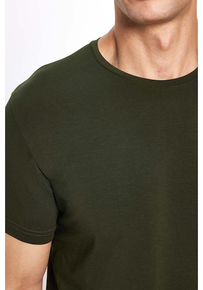 Tudors Erkek Slim Fit Dar Kesim Pamuklu Yumuşak Dokulu Esnek Kumaş Düz Basic Haki Bisiklet Yaka Tişört-31553-haki Haki
