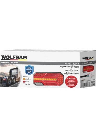 Wolfram 10v-30v Stop Lambası Neon Ledli-kayar Sinyalli 7 Fonksiyonlu 235 110 47 Mm E9 Sağ