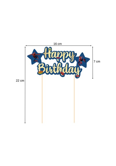 Örümcek Adam Temalı Happy Birthday Kaligrafi Pasta Üstü Süs Tüm Yaşlar