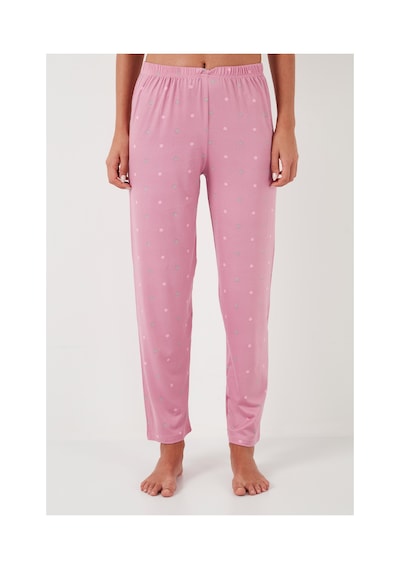 Lela Regular Fit Bisiklet Yaka Kısa Kollu Bayan Pijama Takımı 65750107 Pudra