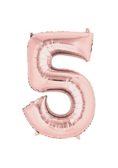 100 Cm Folyo Rose Gold Rakam 5 Folyo Balon Pembe