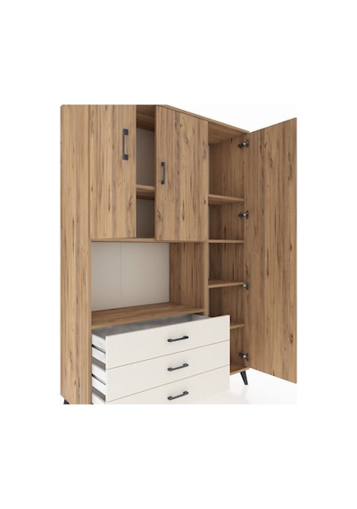 Hyperion Dolap 7 Raflı 3 Çekmeceli 3 Kapaklı 132x44x195 Çam-ç... Çam