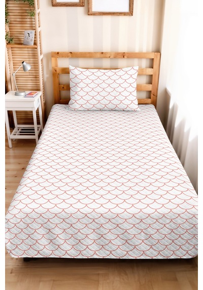 Pembe Geometrik Genç Odası Tek Kişilik Pike Takımı-beyaz Minimal 160x220 Cm Kapitone Yatak Örtüsü Doğal Kahve Tonu