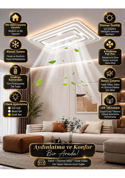 Akıllı Tavan Ayarlanabilir Klima Modu Ayarlanabilir Renk Ve Dimmer Özelliği Beyaz Panel