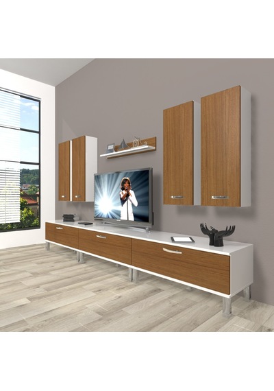 Decoraktiv Eko 8d Slm Krom Ayaklı Tv Ünitesi Tv Sehpası - Beyaz Ceviz Beyaz - Ceviz Decoraktiv Eko 8d Slm Krom Ayaklı Tv Ünitesi Tv Sehpası - Beyaz Ceviz Beyaz - Ceviz