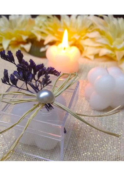 Bernami Mumluk Şamdanpinterest Doğal Çiçekli Bubble Mum Düğün, Nişan, Nikah Şekeri Hediyeliği 20 Adet Diğer