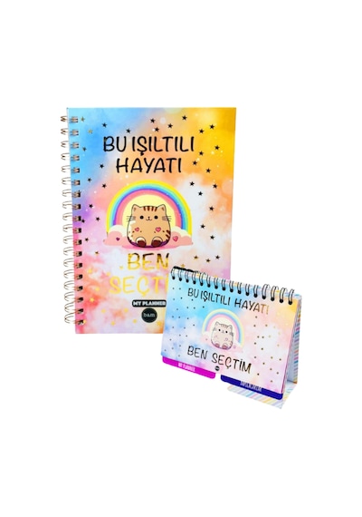 Bu Işıltılı Hayatı Ben Seçtim Tasarımlı Kırtasiye Seti Masaüstü Planlayıcı Ve Konuşan Ajanda