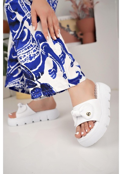 Nesil Shoes Dvm 6600 Beyaz Masaj Tabanlı Kadın Terlik-Beyaz