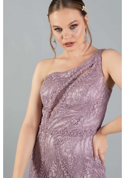 Carmen Kadın Dantel Göğüs Detaylı Yırtmaçlı Abiye 5815569 Lila Lila