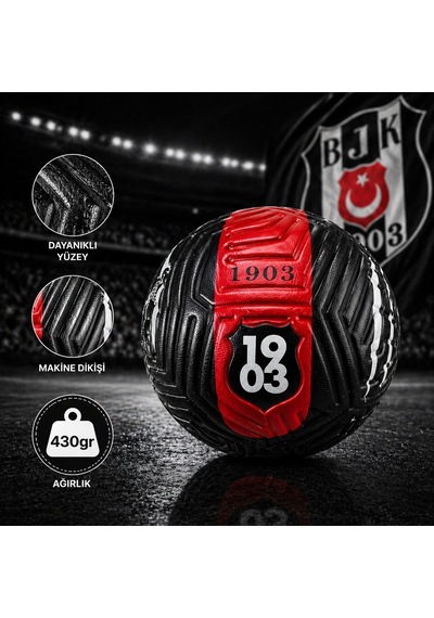 Beşiktaş Futbol Topu Orjinal Maç Topu No:5 Siyah