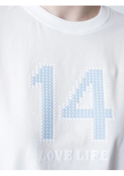Zekids Kız Çocuk 14 Lıfe Yazılı Pamuklu Tshirt-15795 Ekru