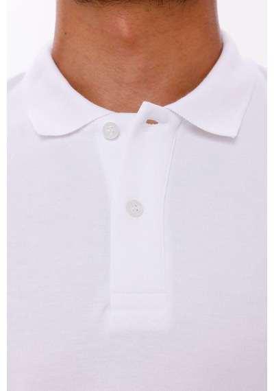 Nemonti Erkek Polo Yaka Doubleface Tshirt Beyaz