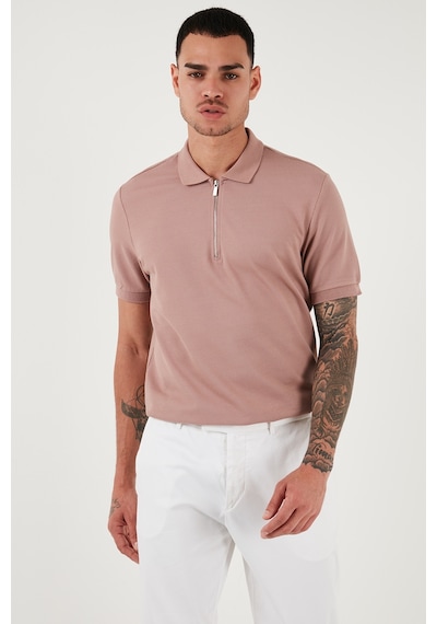 Buratti Pamuklu Regular Fit Fermuarlı Erkek Polo Yaka T Shirt 5902915 Pudra