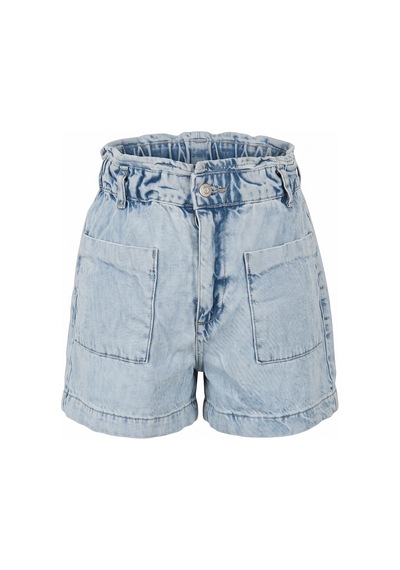 CEMO Kadın Yüksek Bel Beli Lastikli Denim Şort Mavi