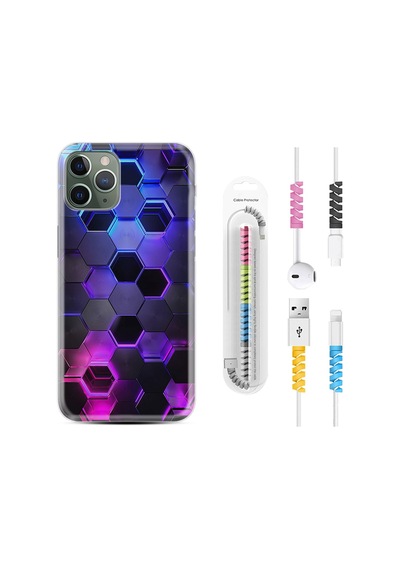 Apple Uyumlu iPhone 12 Pro Max Kılıf Kablo Koruyuculu Petekler 1889